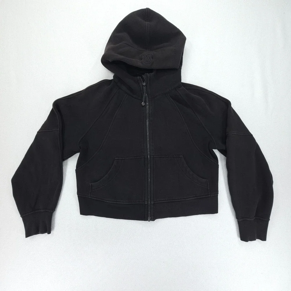 Lululemon Sweatshirt Womens XS/S Black Scuba Oversized Full Zip Hoodie Yoga Gym